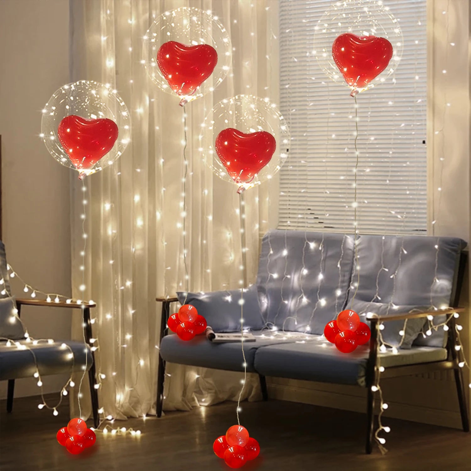 Guirlande lumineuse ballon rouge transparent décoration mariage