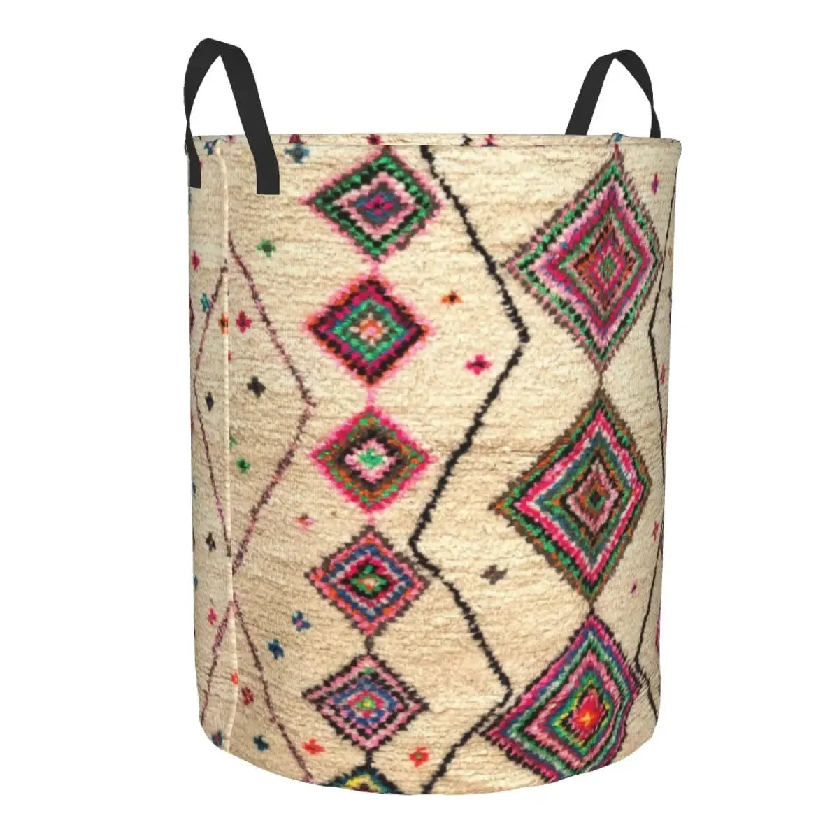 Panier à linge berbère bohème motif géométrique