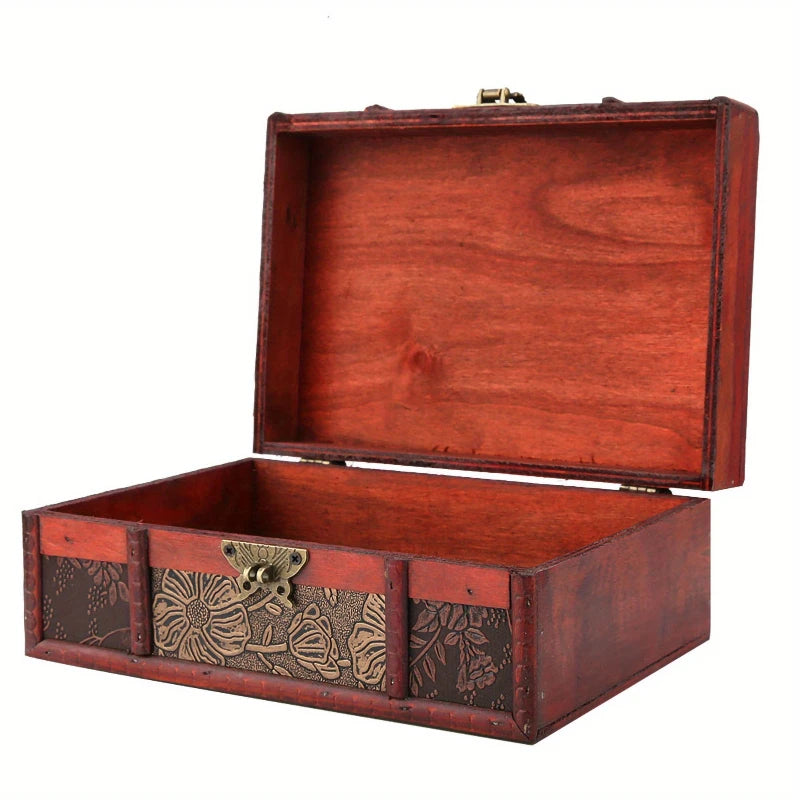 Boîte de rangement en bois vintage style chinois verte