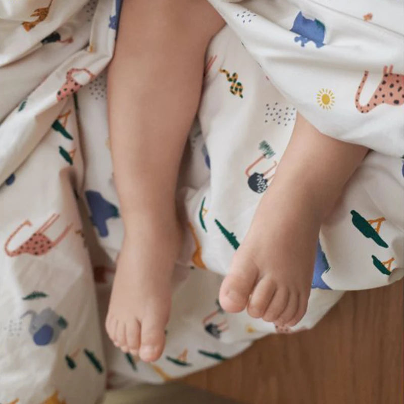 Ensemble literie enfant 2 pièces coton biologique couleur gris