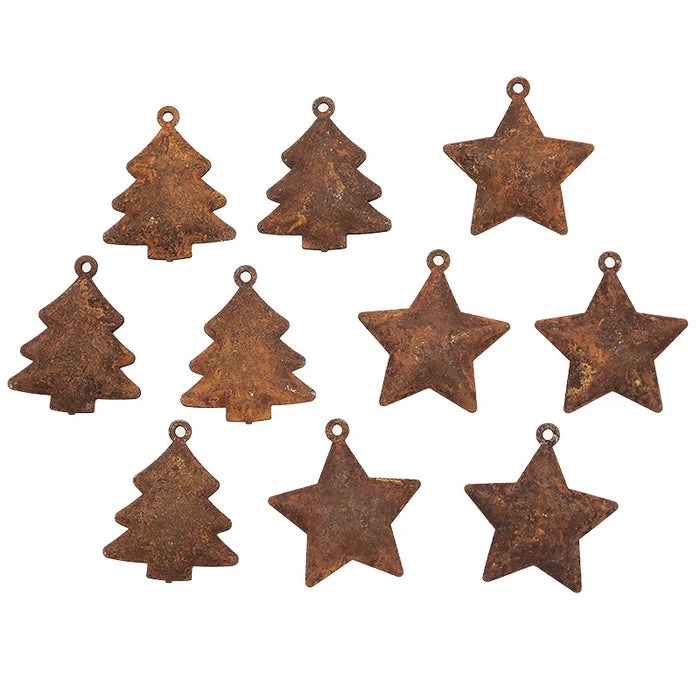 Lot de 5 cloches de Noël vintage en métal rouillé