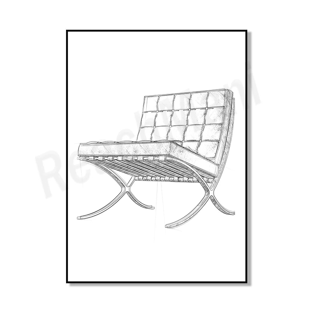 Un fauteuil moderne avec un design élégant composé de lignes épurées et de formes géométriques.