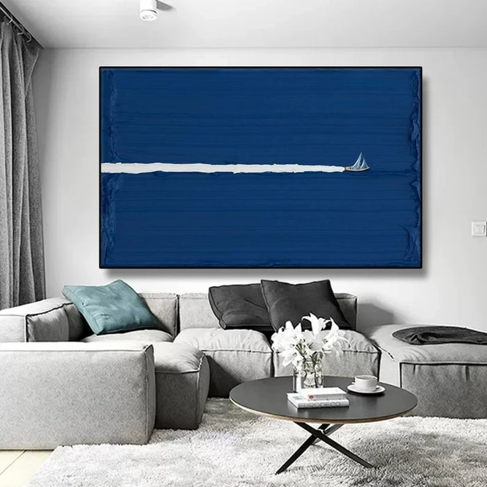 Tableau abstrait moderne noir sur toile avec cadre