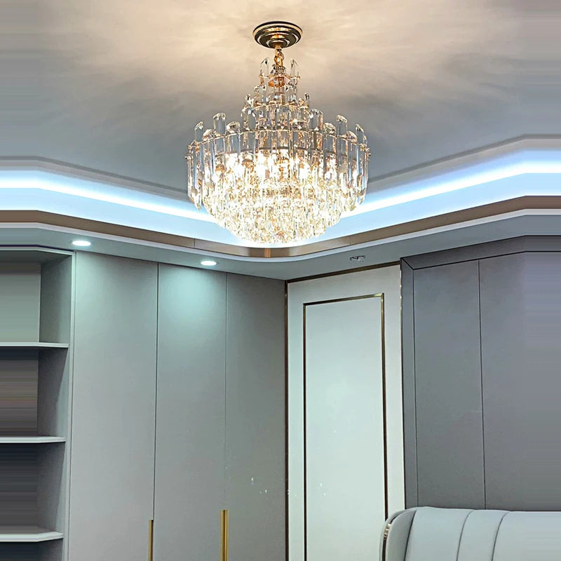 Suspension luminaire duplex cristal argenté