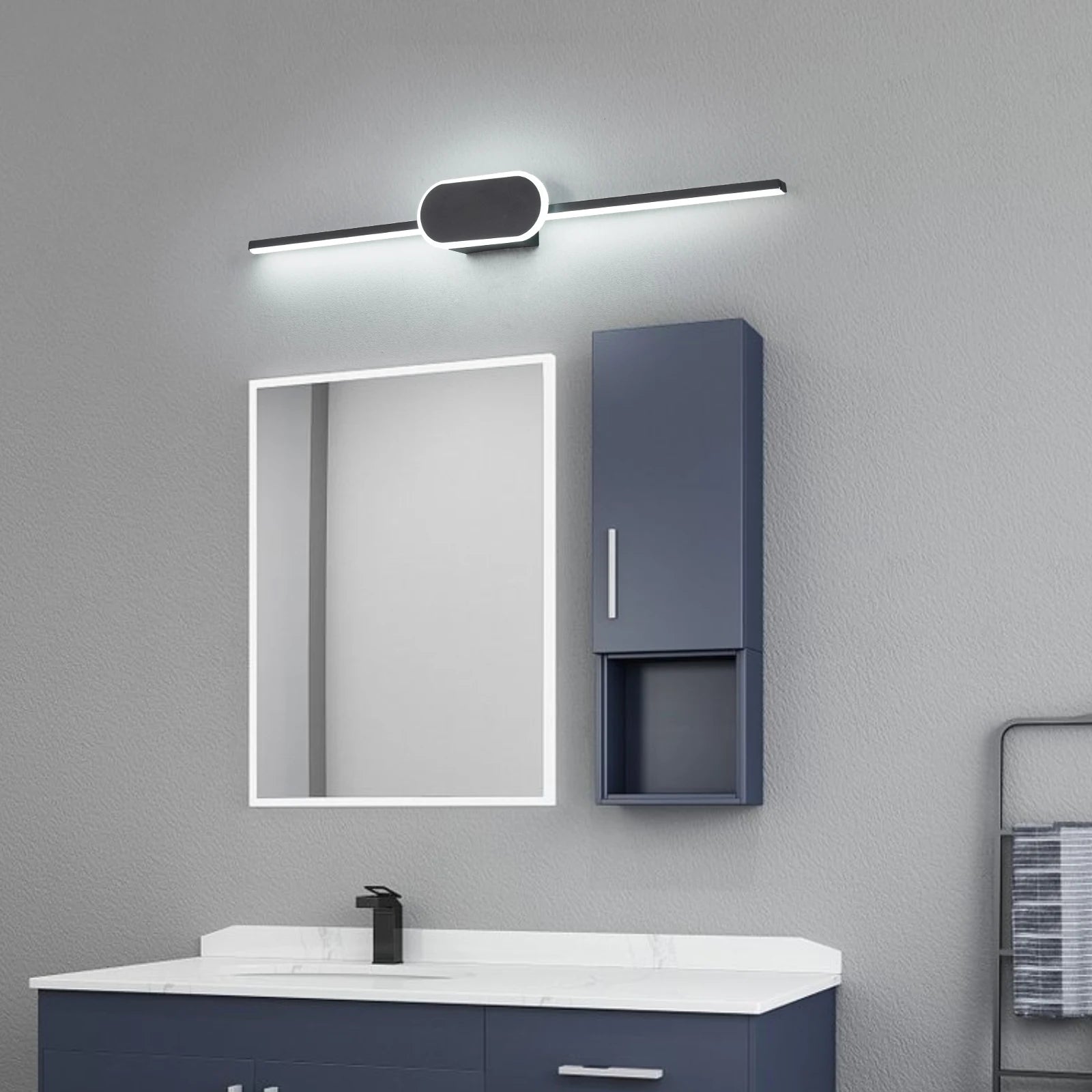Applique murale LED moderne noire pour salle de bain