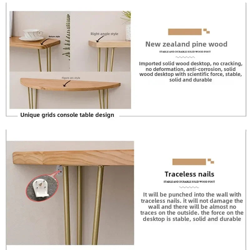Table console étroite bois massif gris foncé