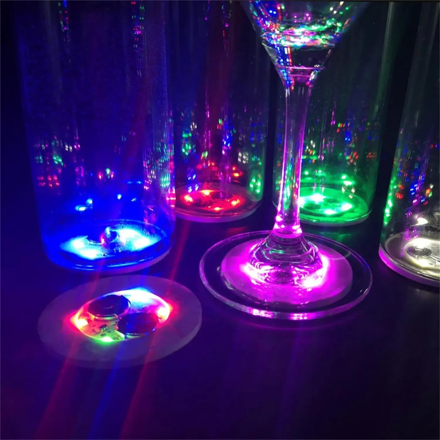 Pack de sous-verres lumineux LED de différentes couleurs