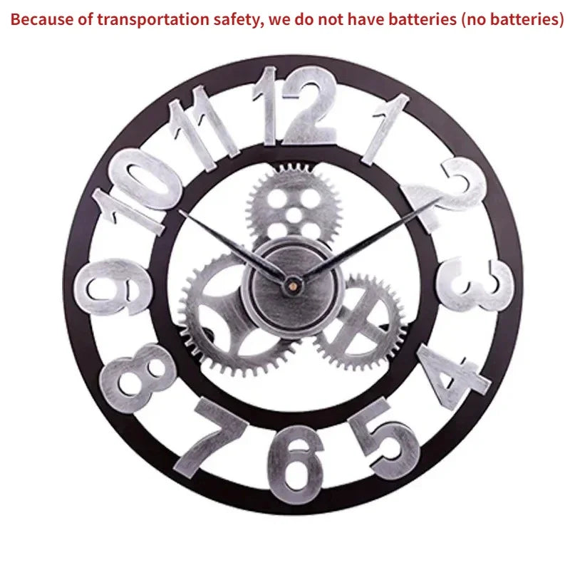 Horloge murale blanche style industriel engrenages mobiles