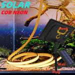 Éclairage extérieur avec bande solaire néon dans un jardin