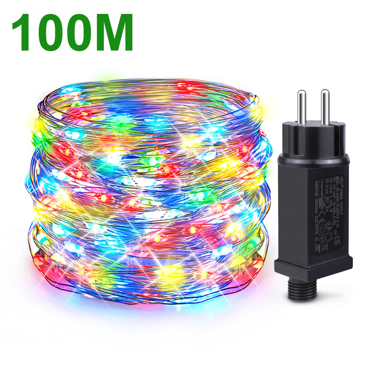 Guirlande lumineuse LED 100 mètres blanc chaud dans un jardin