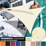 Voile d'ombrage triangulaire bleue 3x4x5 m sur terrasse