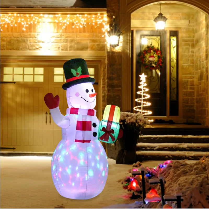 Bonhomme de neige gonflable coloré pour jardin