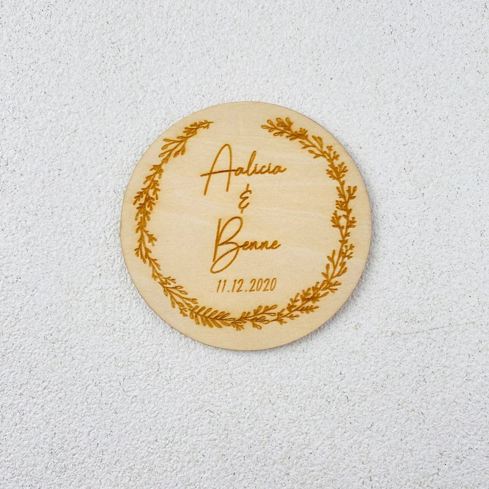 Sous-verre en bois vert clair pour cadeau de Saint-Valentin