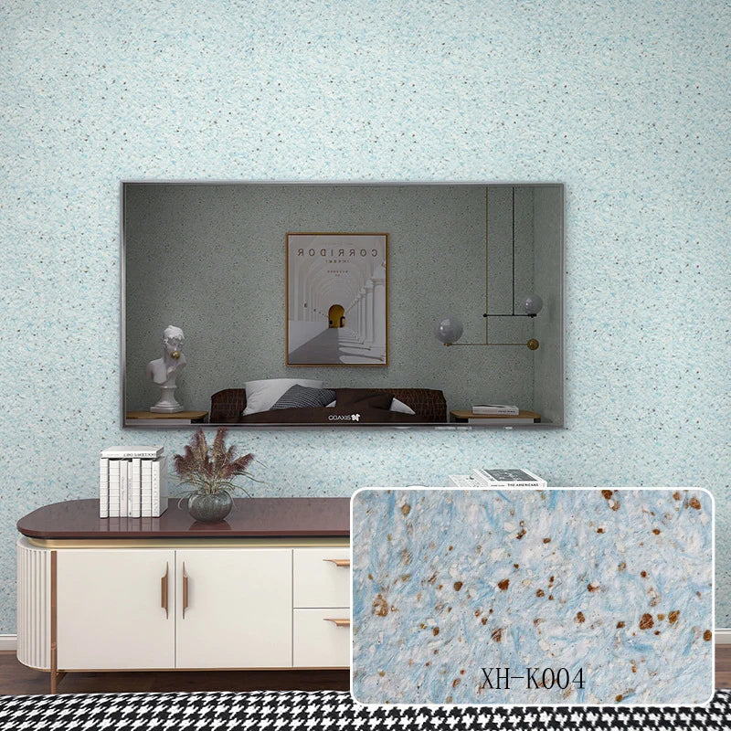 Mur de chambre décoré avec peinture en fibres végétales ton beige