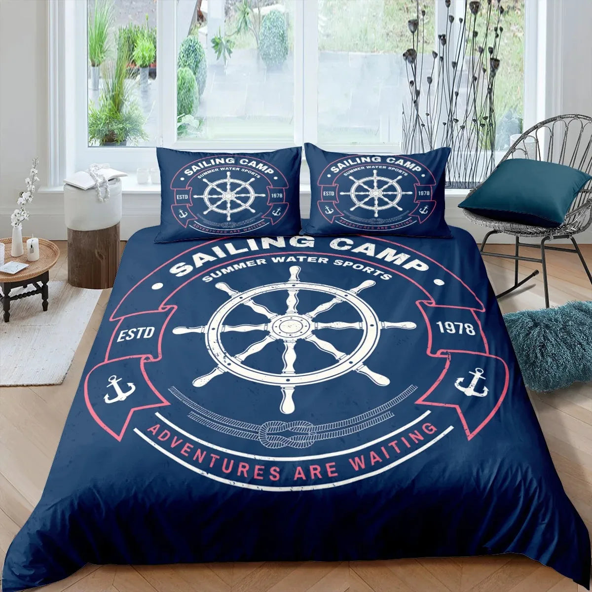 Housse de couette 200x240 bleu océan design cartoon