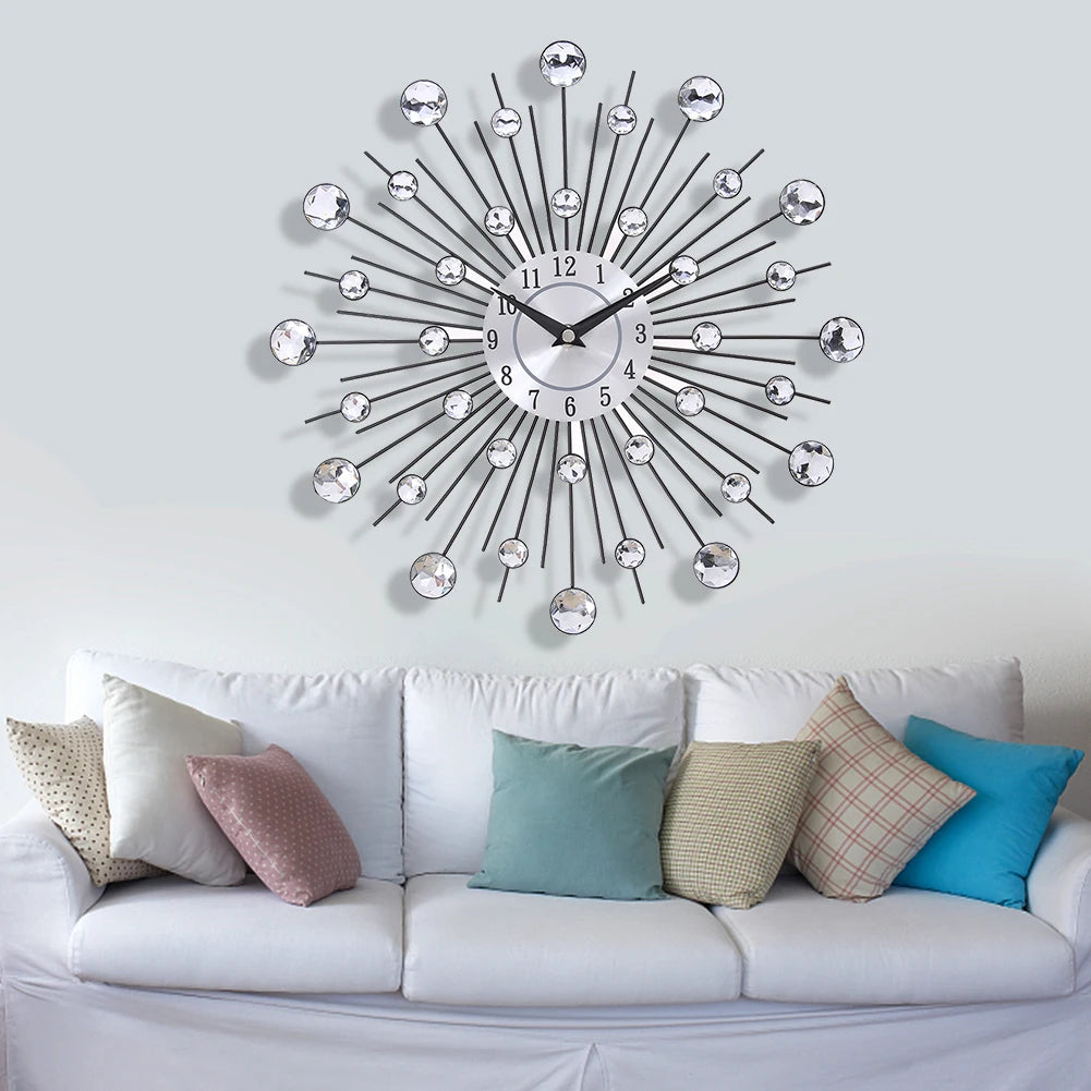 Grande horloge murale design cristal aluminium 33 cm vue face