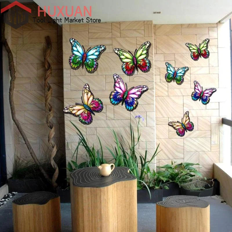 Décoration murale papillon métal 2D jaune clair