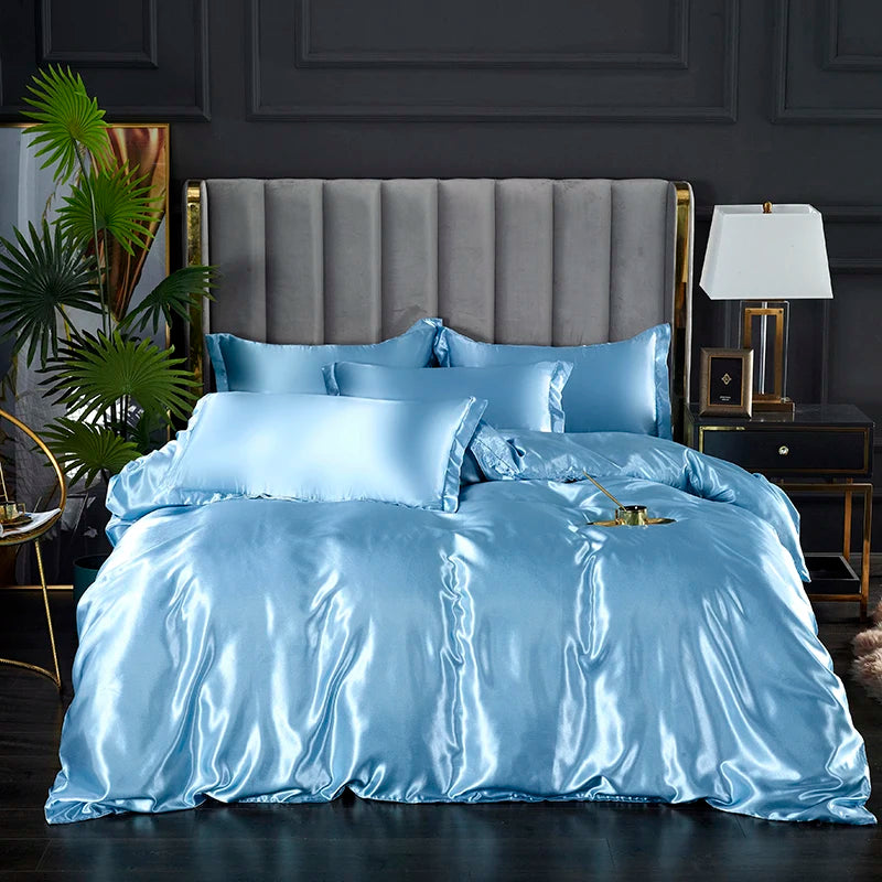 Housse de couette satin unie 240x260 prune