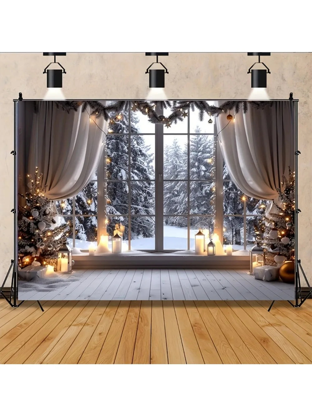 Fond de filet polyester blanc Noël intérieur extérieur