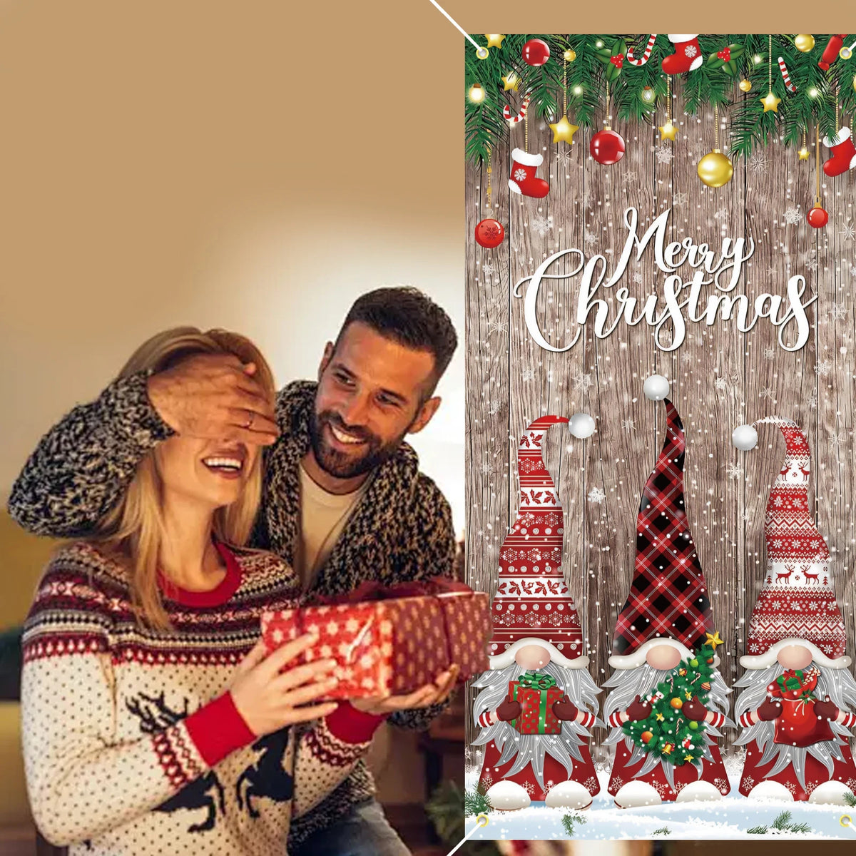 Décoration de porte d'entrée pour fêtes et Noël