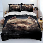 Parure de lit pour chien Pitbull - Housse de couette colorée sur un lit