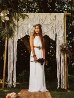 Rideau macramé coton blanc-crème décoration mariage bohème