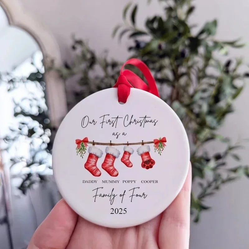 Ornement de Noël personnalisé vert menthe avec décoration animale