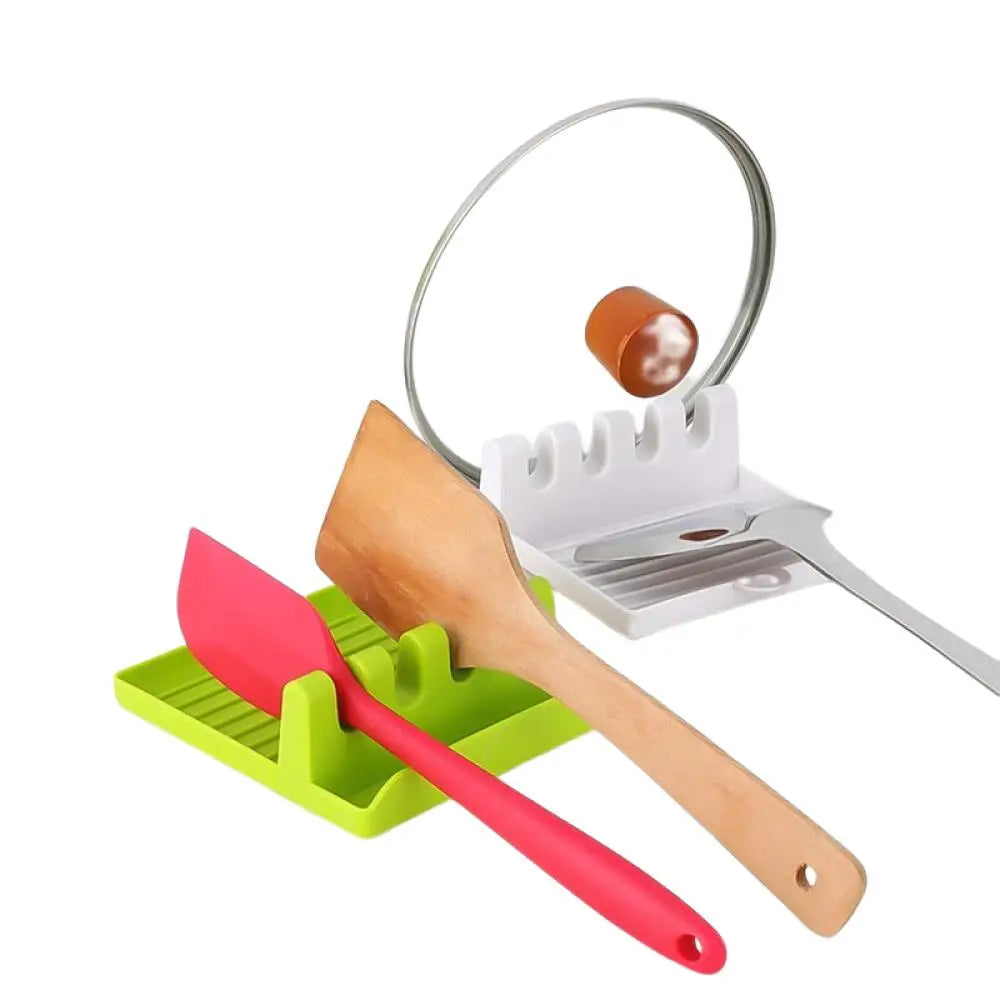 Repose-cuillère de cuisine multifonction en silicone gris clair