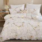 Housse de couette marbre blanc 3 pièces microfibre