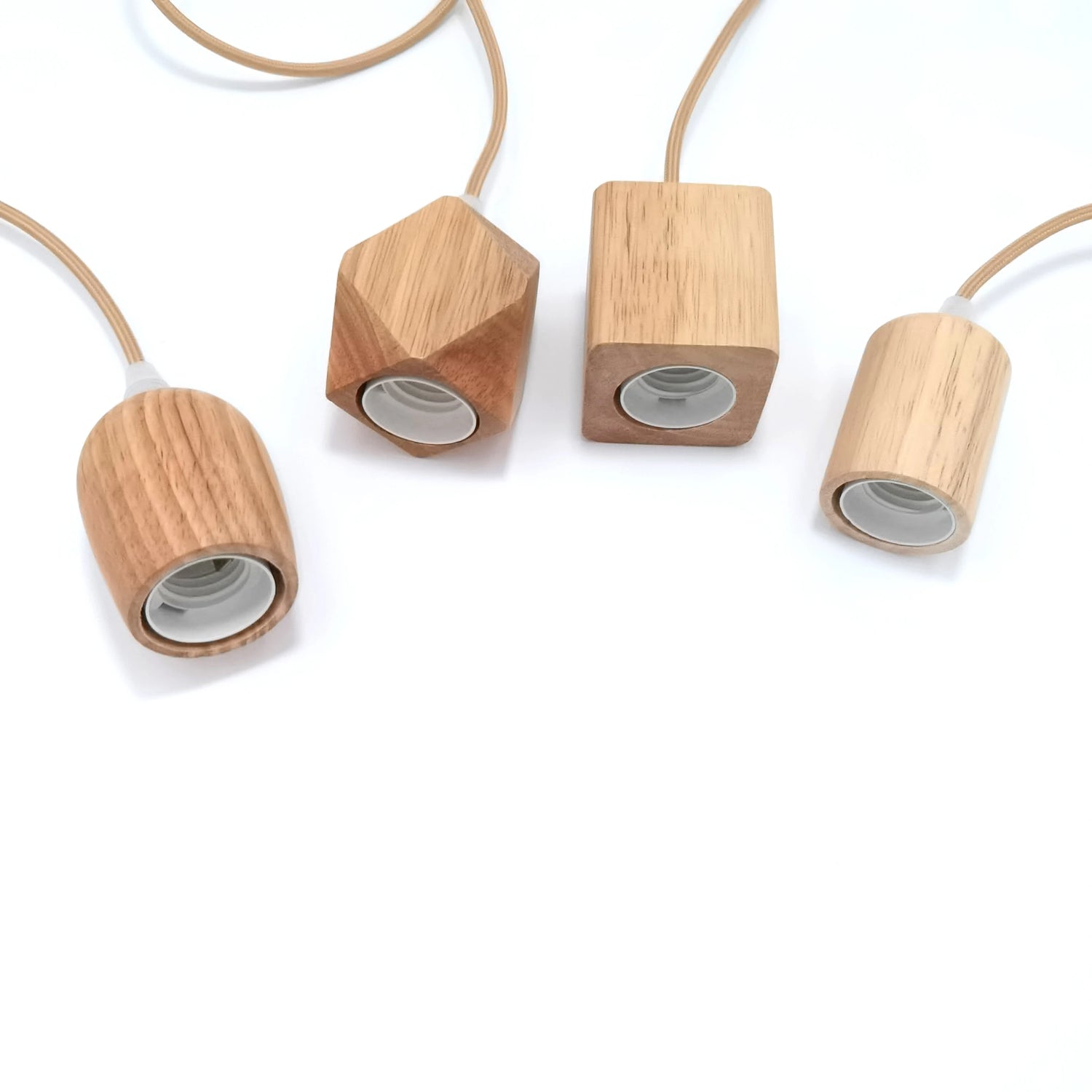 Lampe suspension en bois E27 vintage couleur naturelle pour décoration intérieure