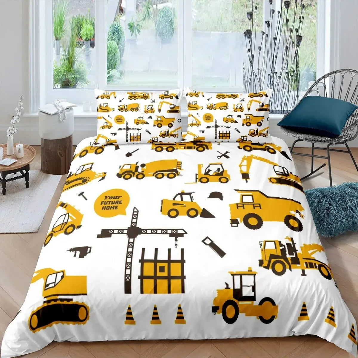Ensemble de literie tracteur camion avec taies d'oreiller