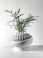 Pot de fleur design géométrique gris clair imprimé 3D