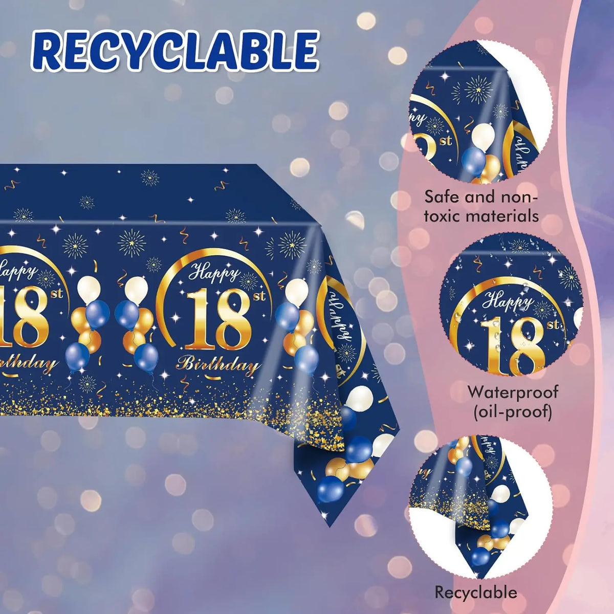 Set de table anniversaire 30 ans bleu