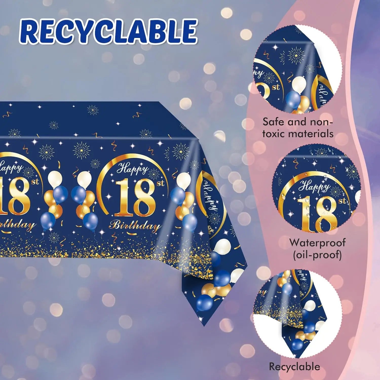 Set de table anniversaire 30 ans bleu