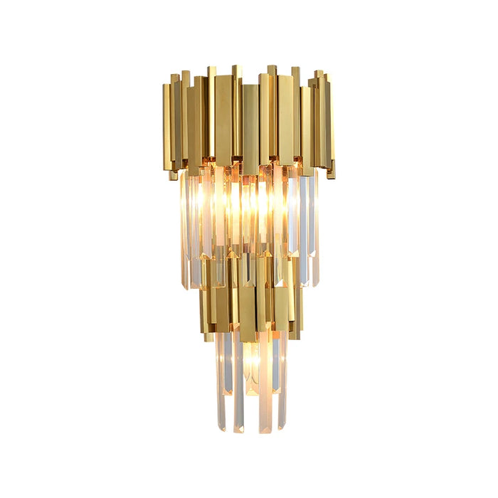 Applique murale LED art déco postmoderne en acier inoxydable avec cristal doré