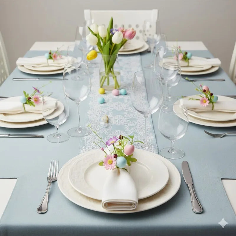 Rond de serviette de Pâques élégant sur table