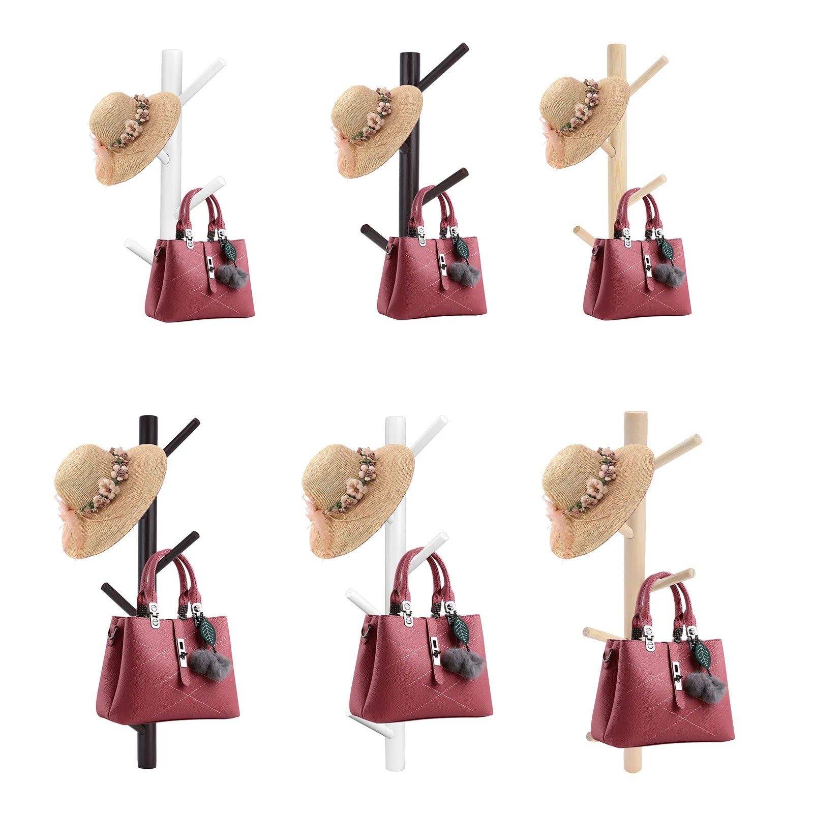 Porte-manteau mural bois rouge pour entrée