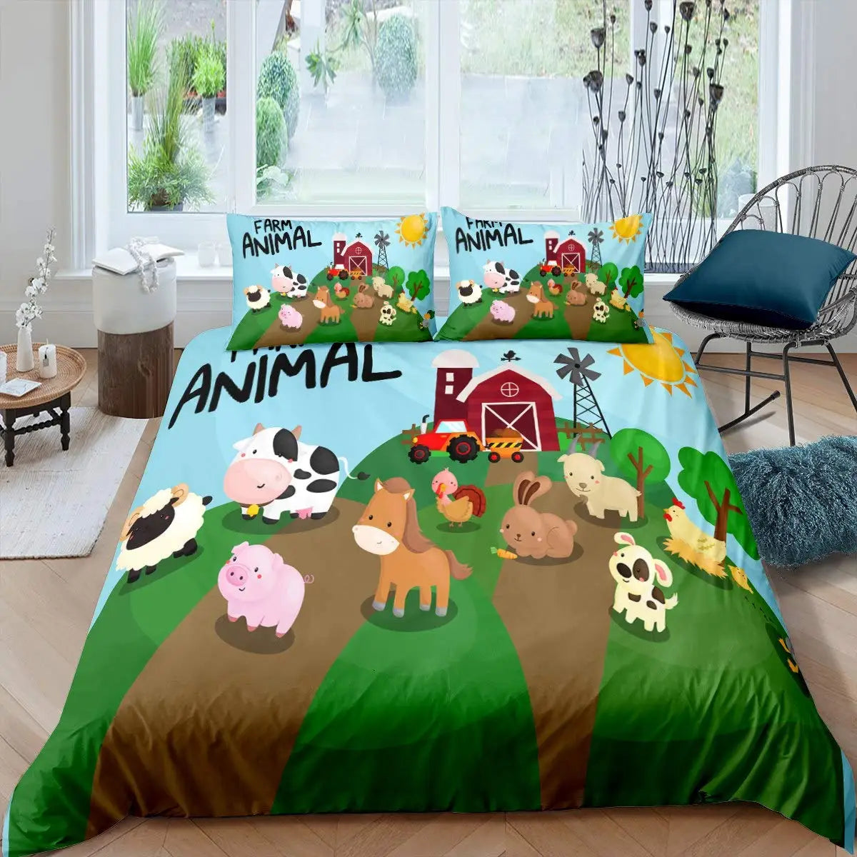 Parure de lit jungle pour enfant avec taies d'oreiller assorties