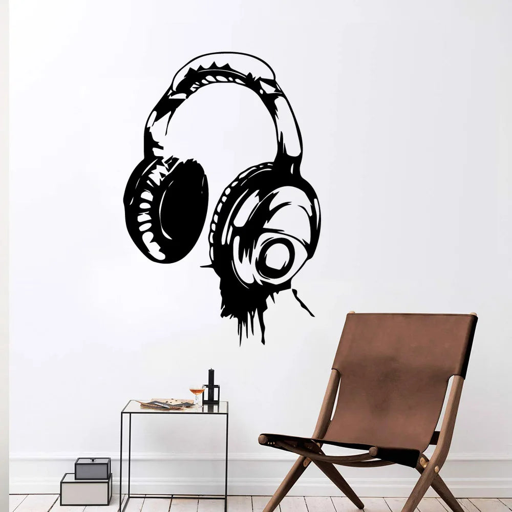 Autocollant mural musical or sur fond gris