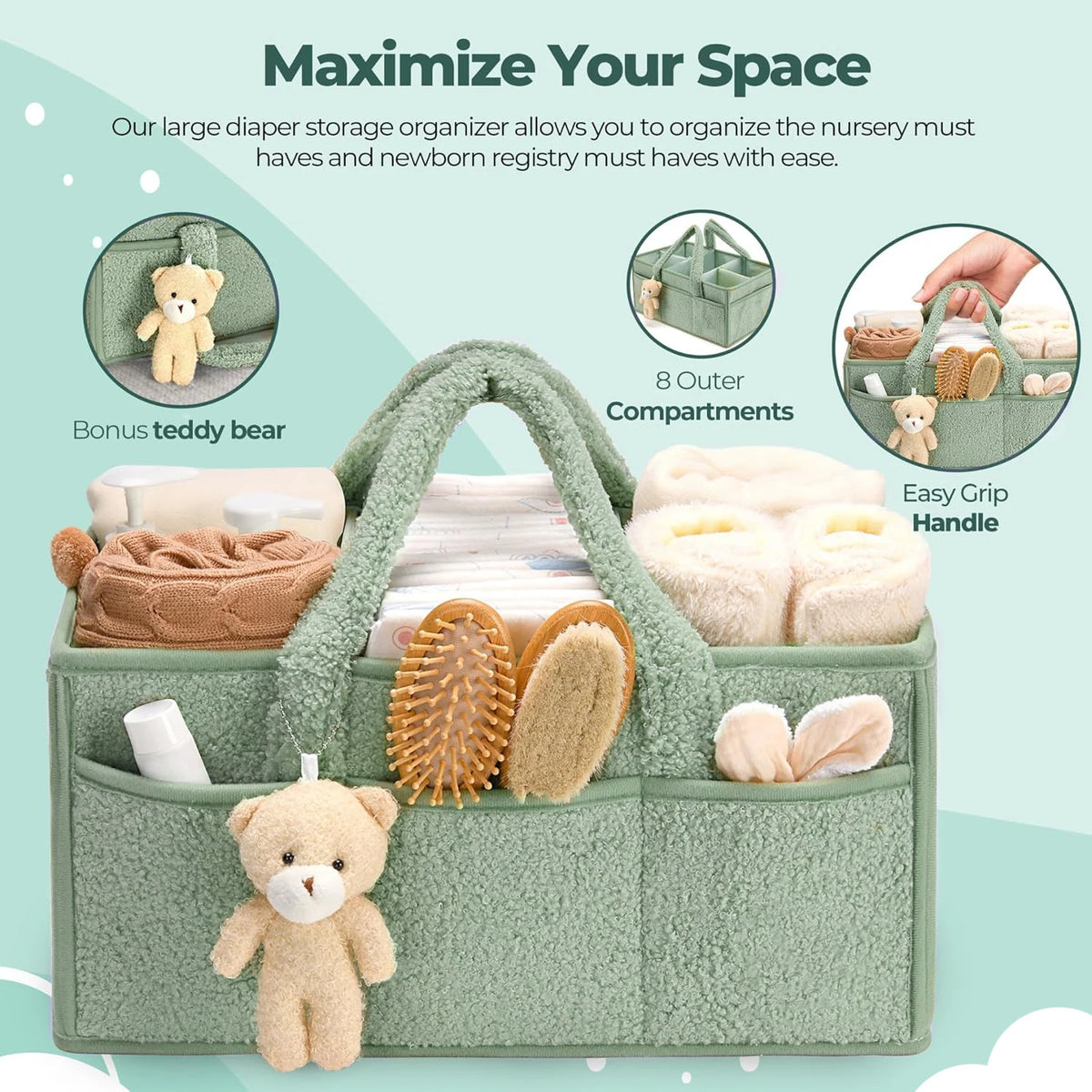 Panier de rangement bébé avec séparateurs amovibles