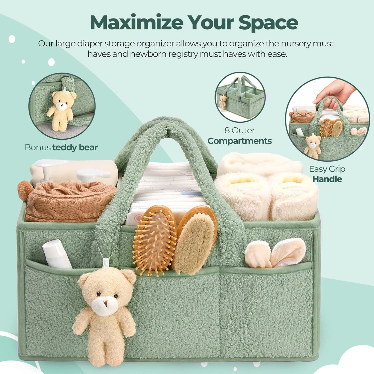 Panier de rangement bébé avec séparateurs amovibles