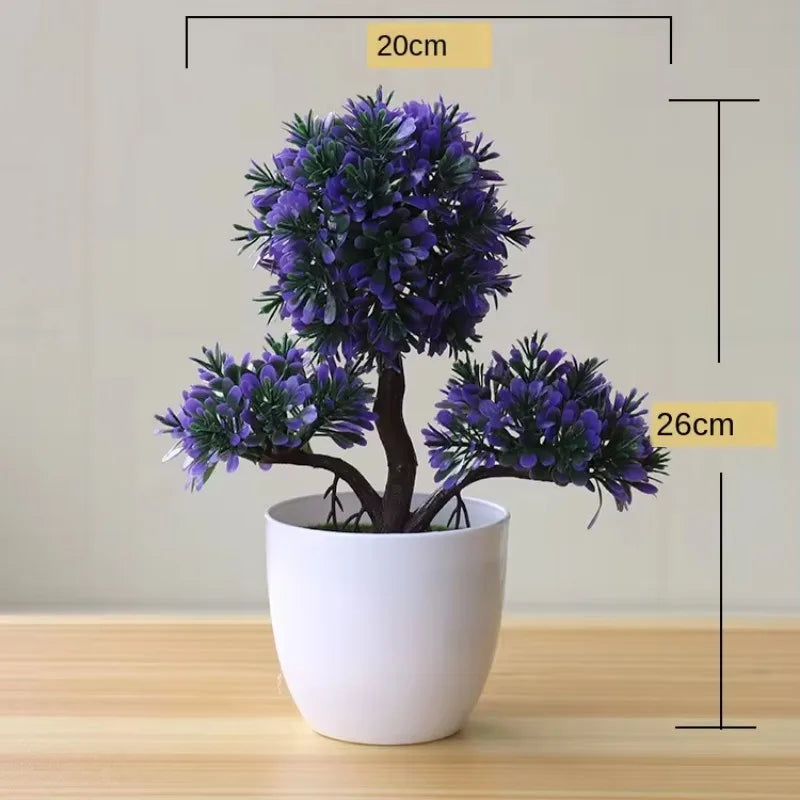 Plante artificielle saphir profond sur table