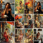 Kit peinture par numéros fille sexy sur toile pour décoration murale chambre