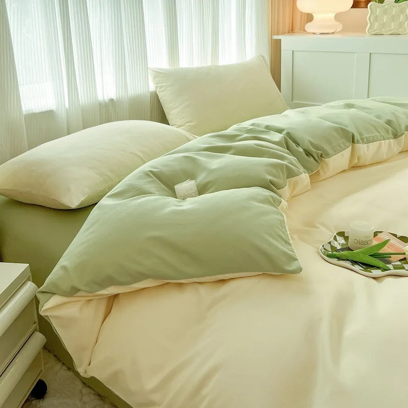 Housse de couette unie anti-acarien bleu marine