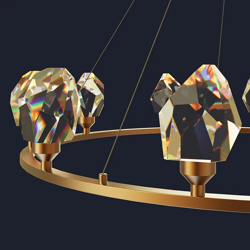 Détail du cristal de la suspension LED