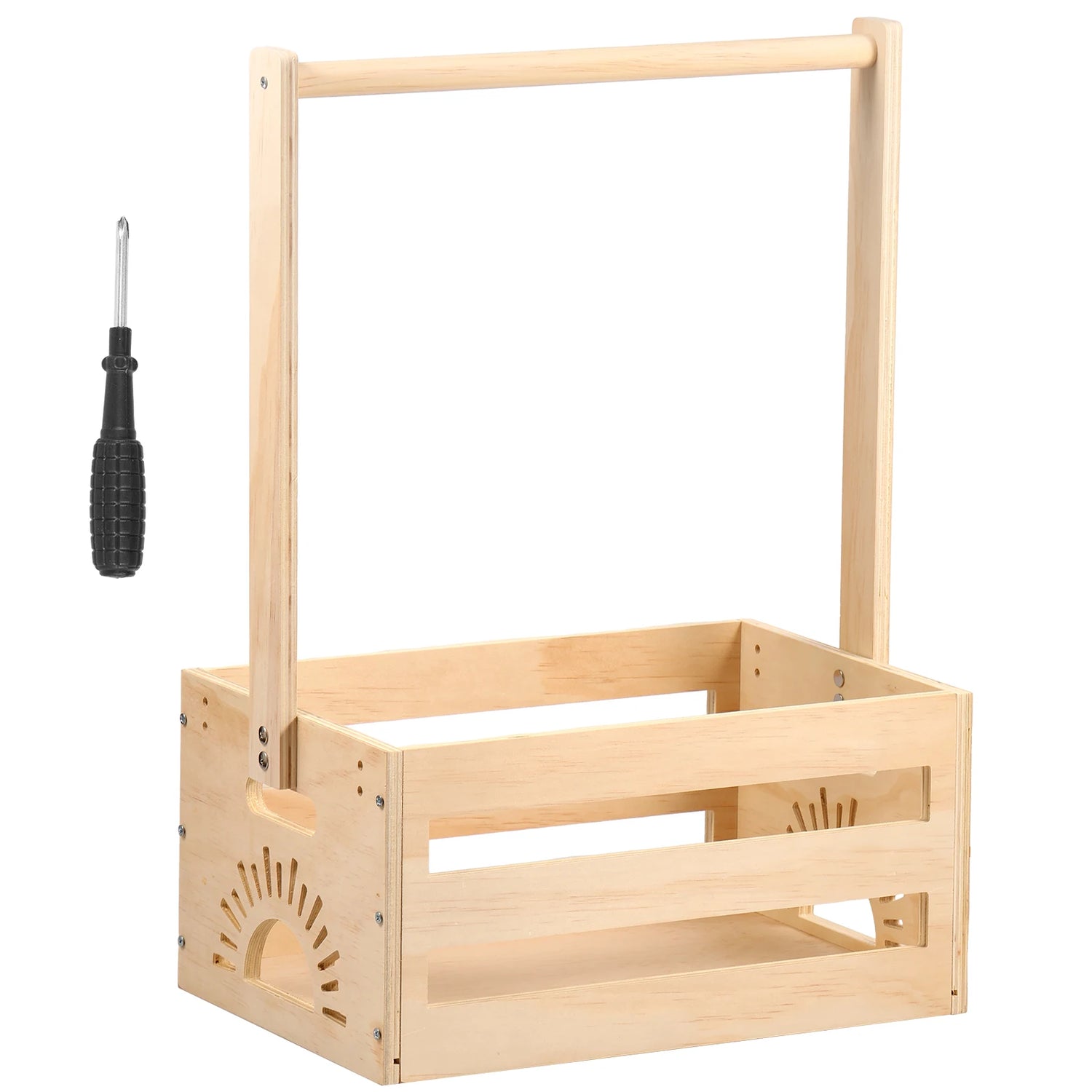 Panier de rangement en bois vert foncé pour bébé avec poignée