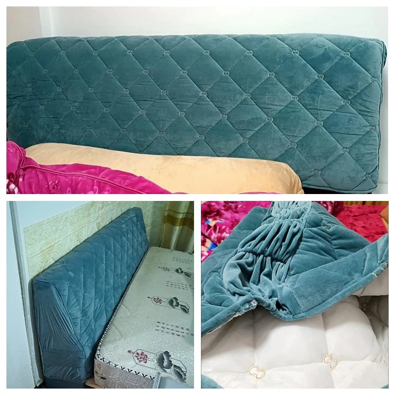 Tête de lit gris clair avec coussins décoratifs assortis