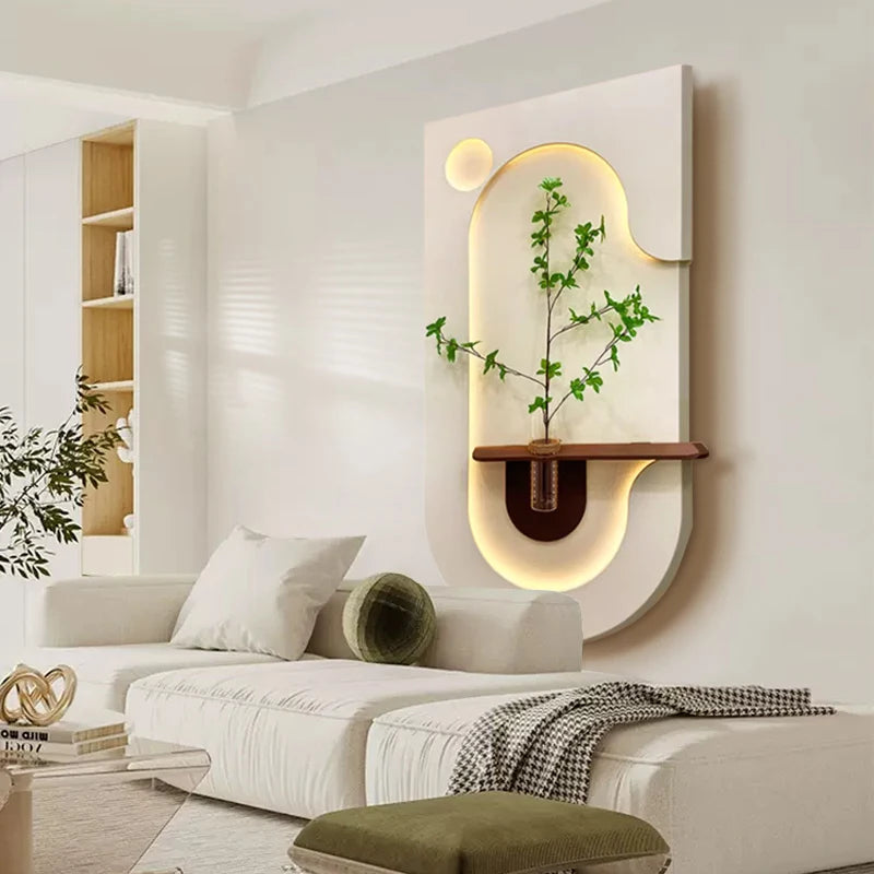 Détail de l'abat-jour blanc du vase mural