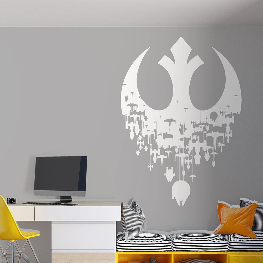 Autocollant mural avion rose sur mur blanc