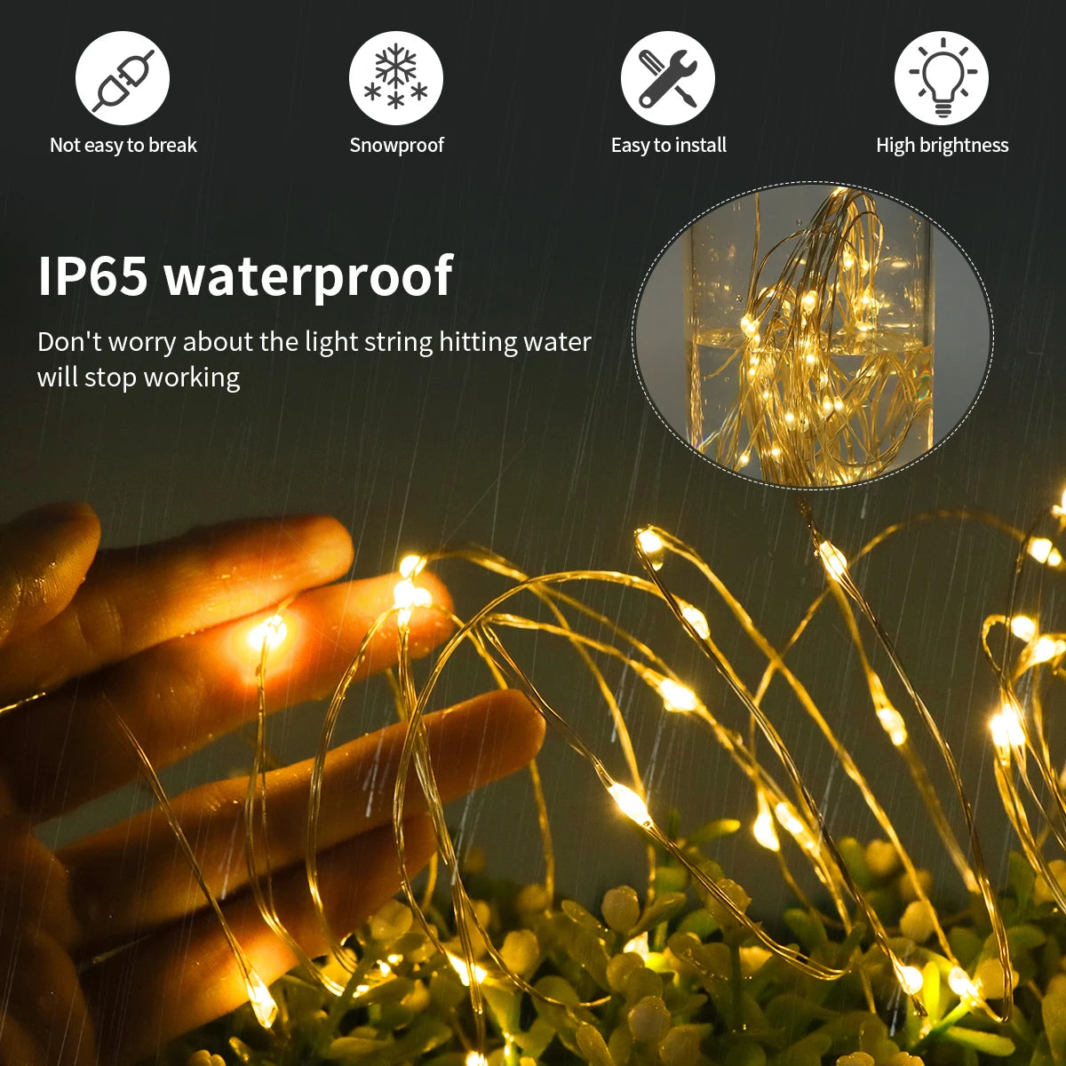 Détail des LED ultra lumineuses de la guirlande 100m